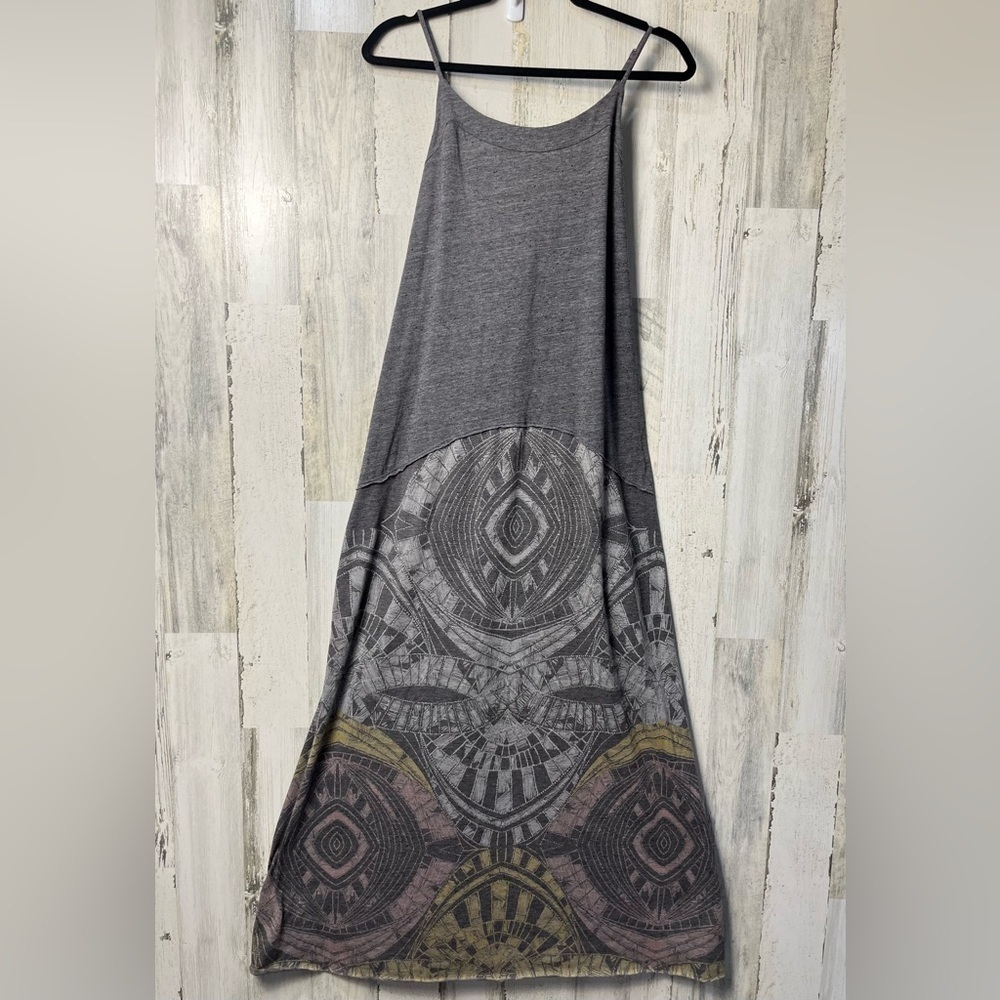 We The Free Free People Maxi Dress Drop Waisted A Line Boho PatternGrayMedium